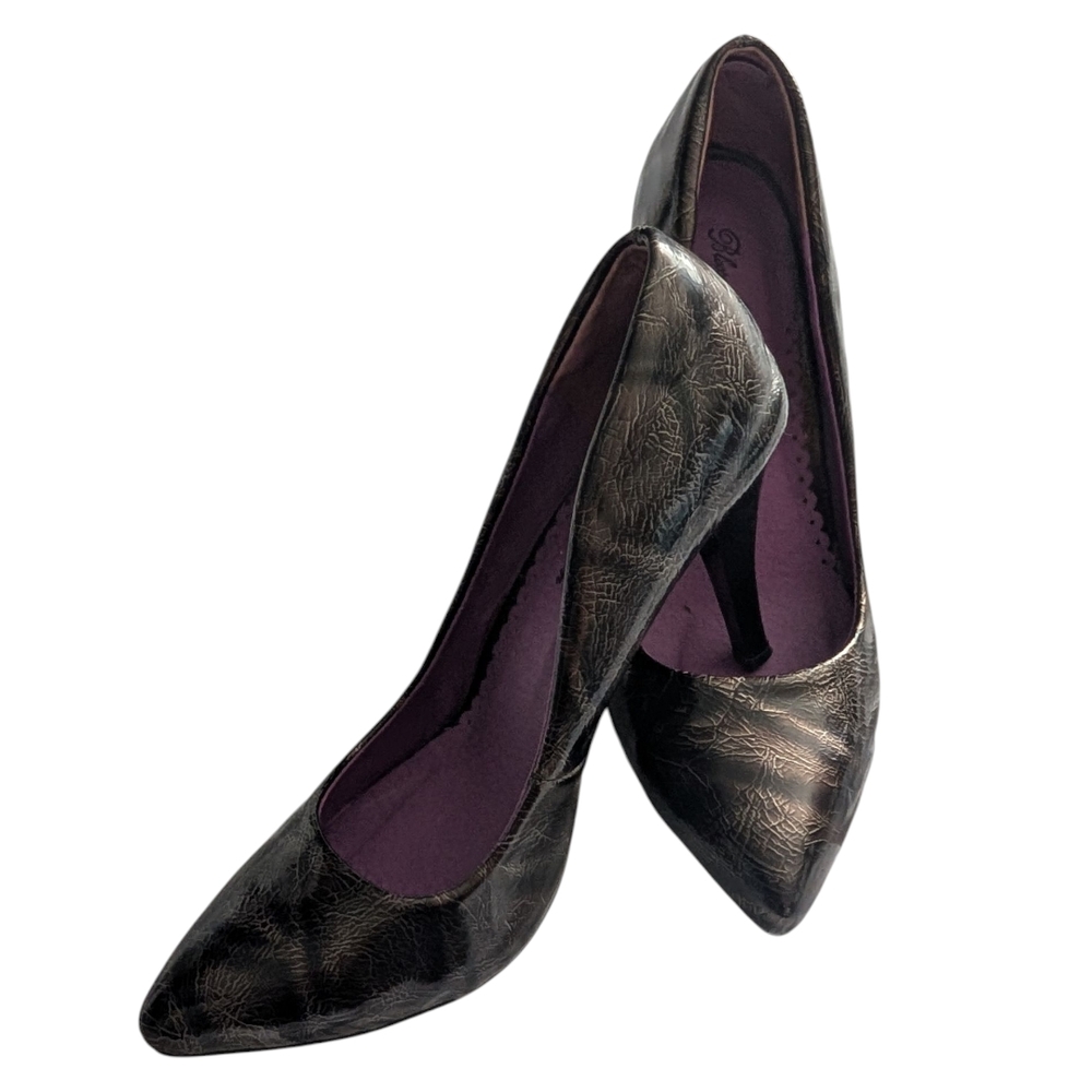 De Blossom Collection Black Textured Heels